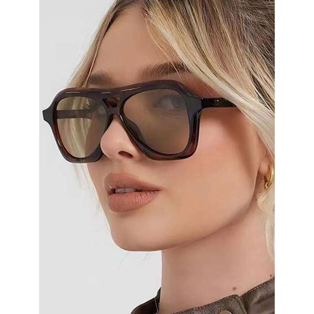 Retro Double Beam Sunglasses Women Brand Designer Glasses New Ins Fashion Personalized Gradient Eyewear Men Eyeglasses UV400 Y260207