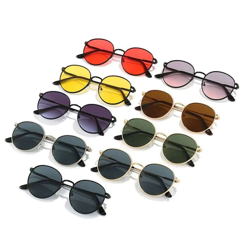 Fashion Circle Round Sunglasses Vintage UV Protection Metal Frame Sun Glasses Summer Eyewear for Women Men Y260207