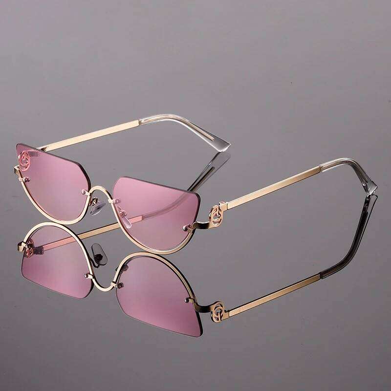 KAMMPT Fashion Retro Semi-Rimless Oval Shades Women's New Trendy Korean Style Travel Chic Metal Rim Decor Sunglasses Y260207