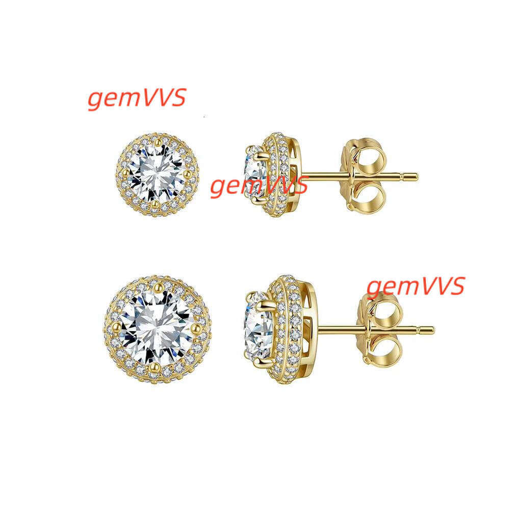 Smoe11 Classic Round Cut Moissanite Halo Stud Earrings Timeless Elegance Design 925 Sterling Silver Fine Jewelry For Women