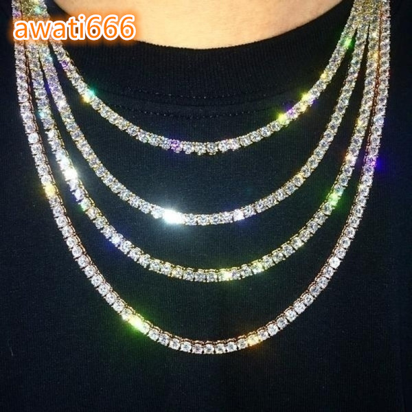 YuyingGems Tennis Chain Necklace Brass Material 3mm Width Moissanite Diamond Cubic Moissanite VVSia Tennis Chains