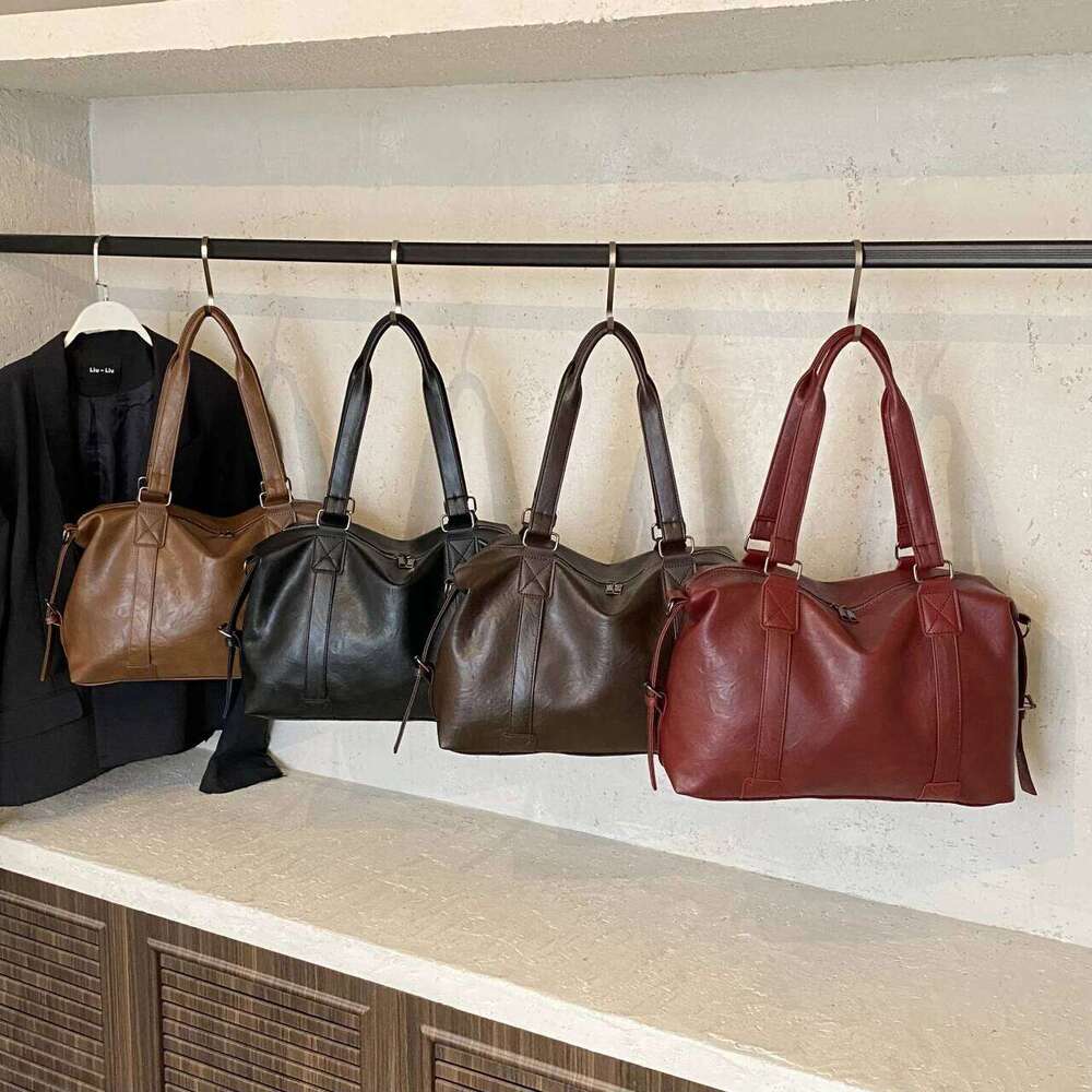 Large Capacity Tote For Women High Quality Travel Shoulder Black Brown Lady Handbag Solid Pu Leather Messenger Bag C260207