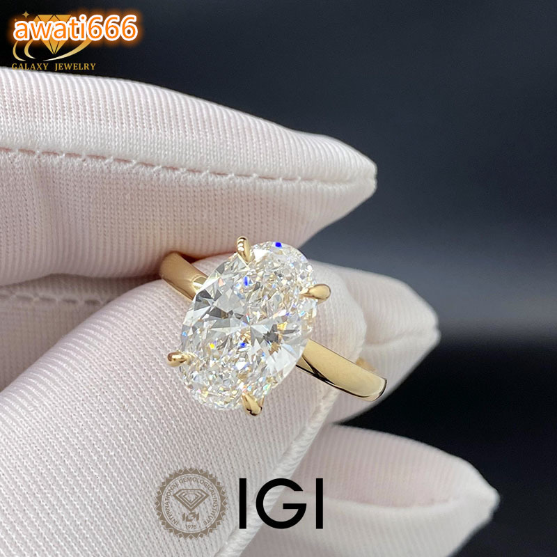 FineJewelry 18k Solid Gold 3CT VVS1 Oval Cut Lab Grown Diamond Engagement Ring Women With IGI Certified