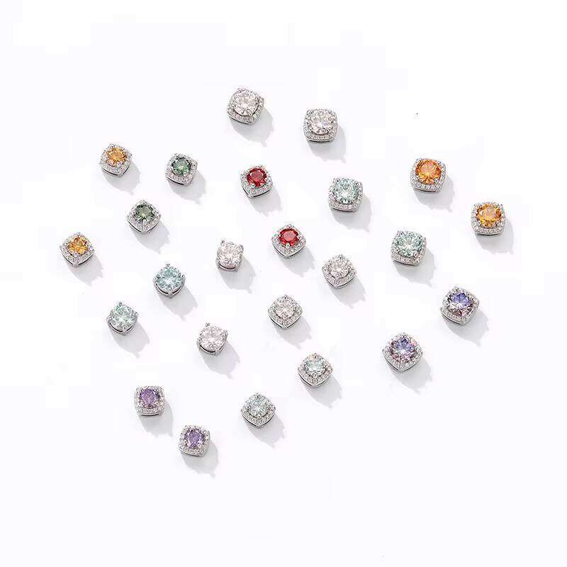 9 Wholesale Fashion Fine 925 Silver Magnetic Earrings Non Pierced Round Cut 0.5Ct Vvs1 GRA Colored Moissanite Jewelry For Men