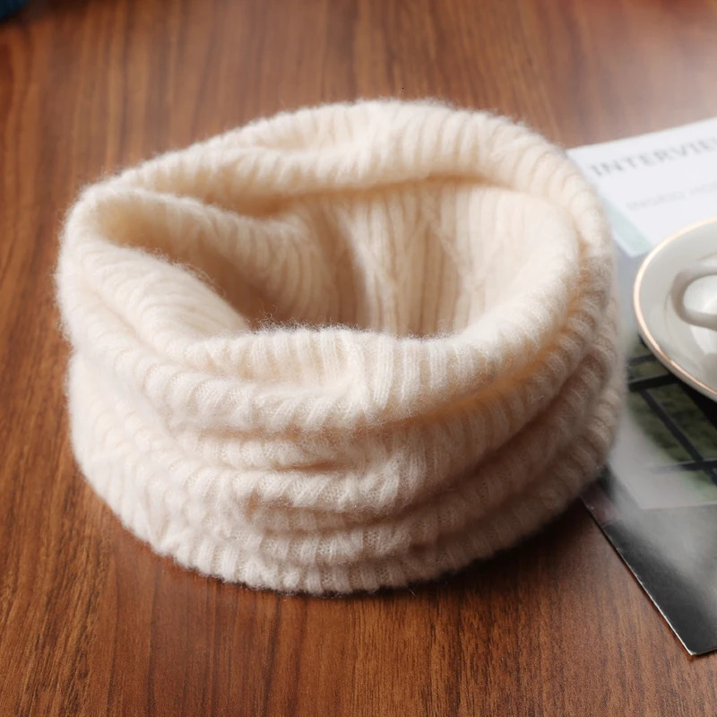 100Wool Ring Scarf for WomenMen Autumn Winter Soft Warm Cashmere Scarves Fashion Turtleneck Collar Solid Neckchief Girl 260107