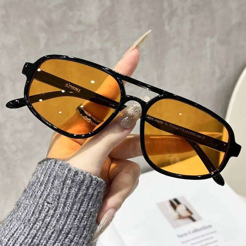 Retro Pilot Sunglasses 2025 New in Vintage Double Bridge Sun Glasses Women Trendy Luxury Brand Design Outdoor Shades Y260207