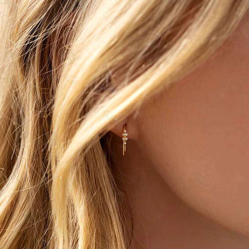 Gemnel Statement 925 Sterling Silver Cluster Diamond Threader Stud Earring