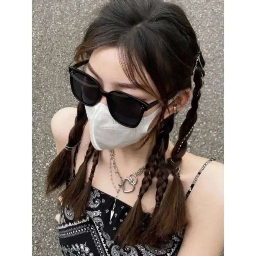 Trendy Unisex Square Frame Sunglasses Fashionable UV400 Protection Beach Sunshade Black Shades Perfect for Daily and Photography Y260207