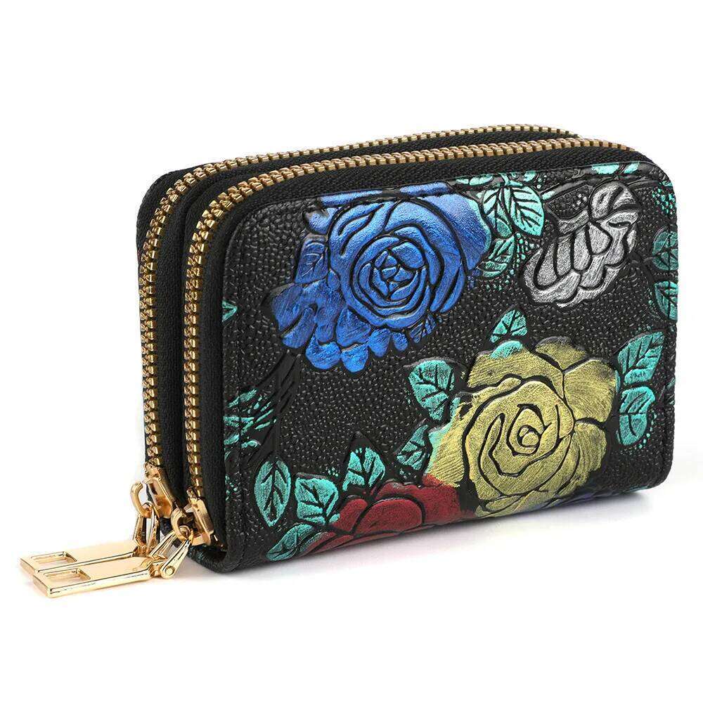 Girls High Quality Fashion Multi-Function Credit Card Holder With Wallet Rfid Double Zipper Coin Purse For Women Y260206