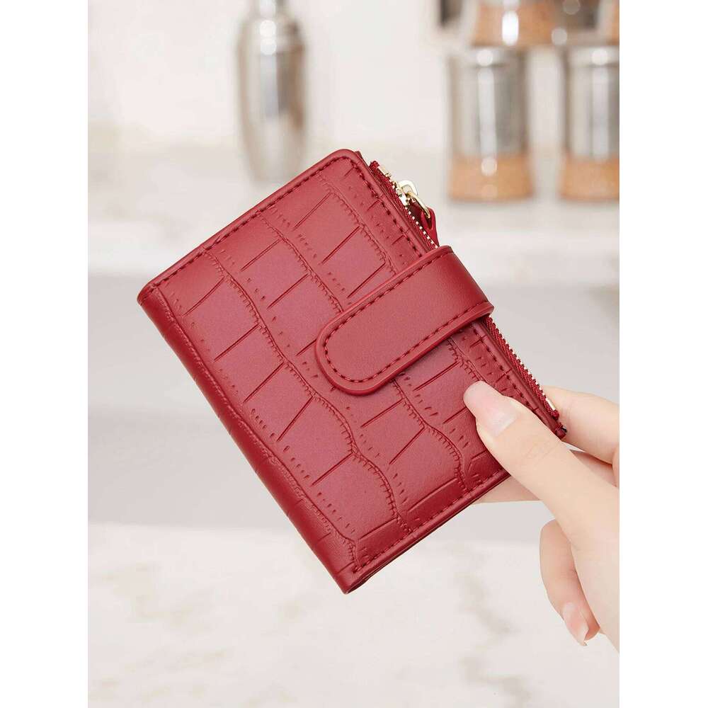 Classic Luxury Card Clip Short Wallet Small Multi functionalPULeather Handbag Solid Color Double Fold Women's ZeroWallet Y260206