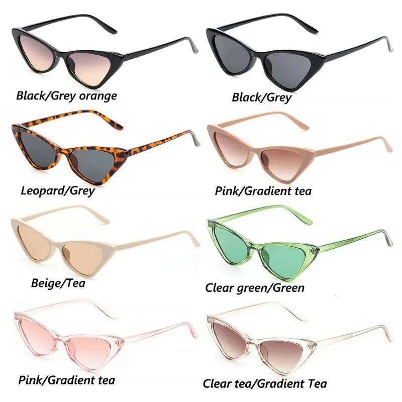 Vintage Cat Eye for Women Small Frame Retro Sunglasses UV400 Protection Eyewear Fashion Trendy Streetwear Accessories Y260207