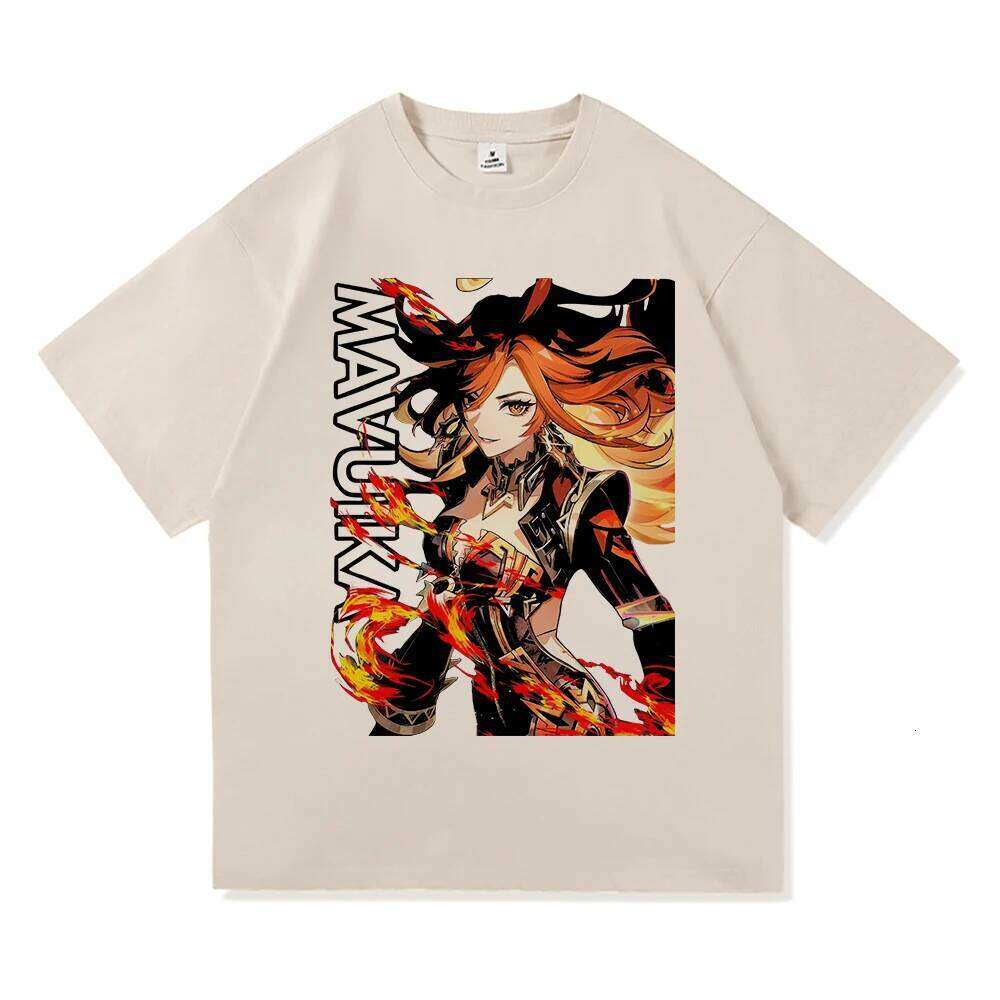 Genshin Impact Mavuika T Shirt Fashion Men Aesthetic Video Game T-Shirt Unisex High Quality Cartoon Vintage Cotton Tees Shirts C260207