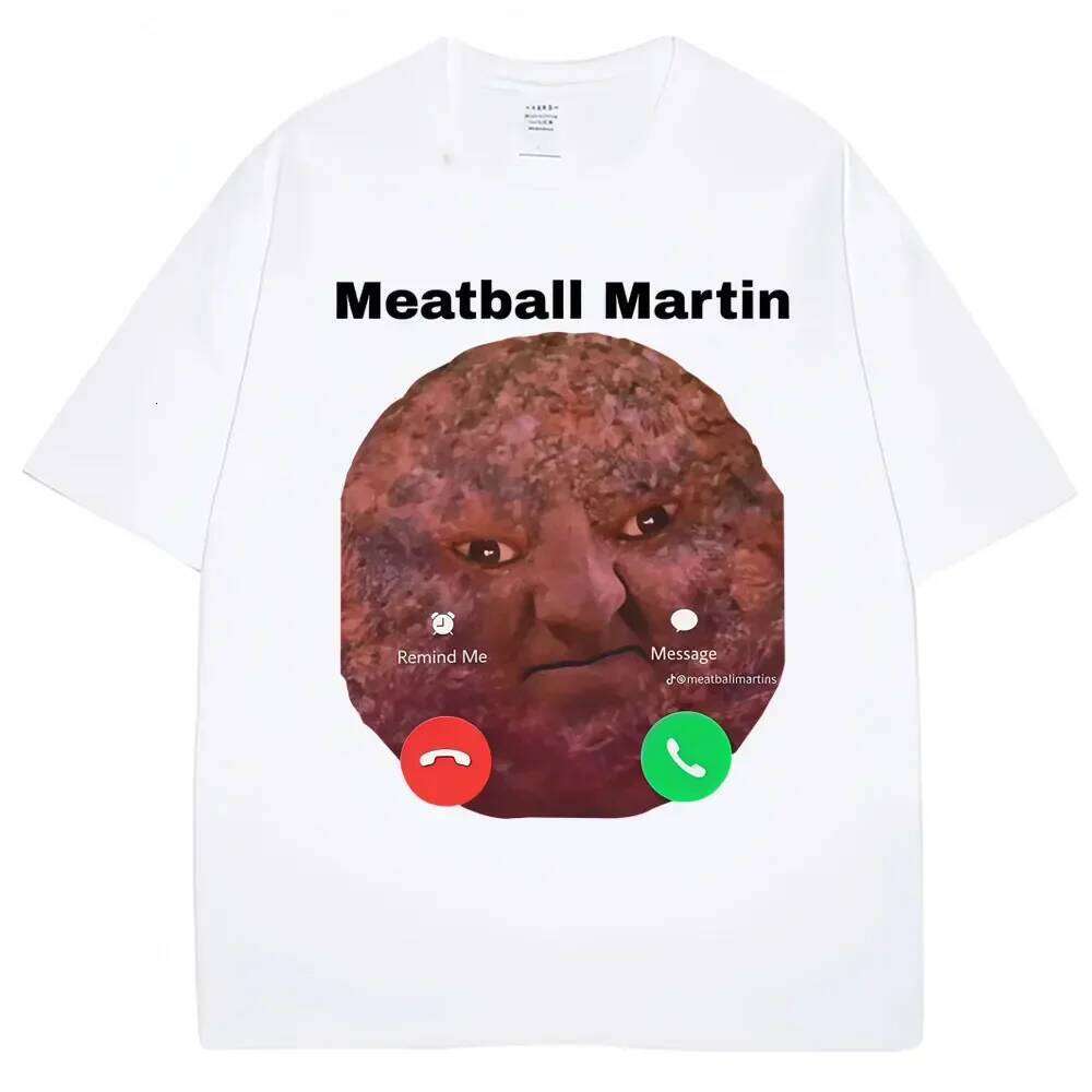 Funny Meatball Martin T-shirt Women's Humor Retro Summer Casual Short Sleeve Fashion Women Clothing Graphic T Shirts Personality C260207