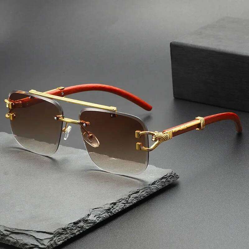 Fashion Rimless Luxury Brand Pilot Men Square Eyewear Women Outdoor Driving Eyeglasses Sun Sunglasses Y260207