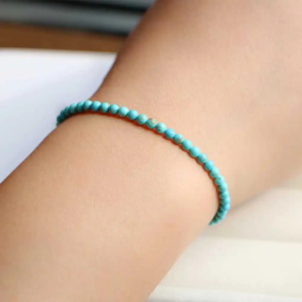 4MM Beautiful Natural Turquoise Beads Bracelet Easter Buddhism Diy Beaded Souvenir Pray Energy National Style Healing Handmade 260107