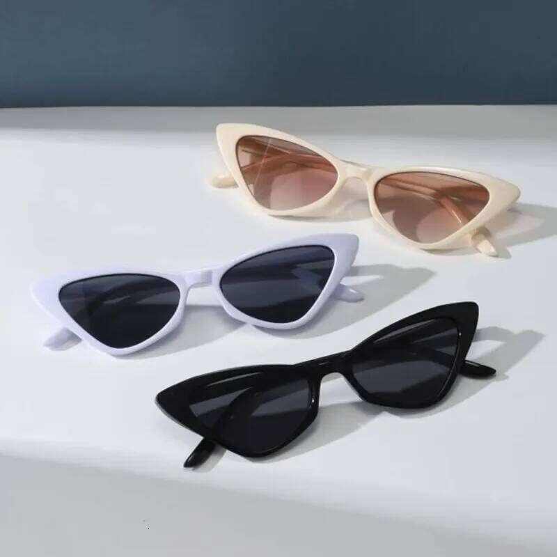 3 Pairs Per Small Women Cute Skinny Cat Eye Eyewear Retro Vintage Narrow Cateye Sunglasses Set Y260207