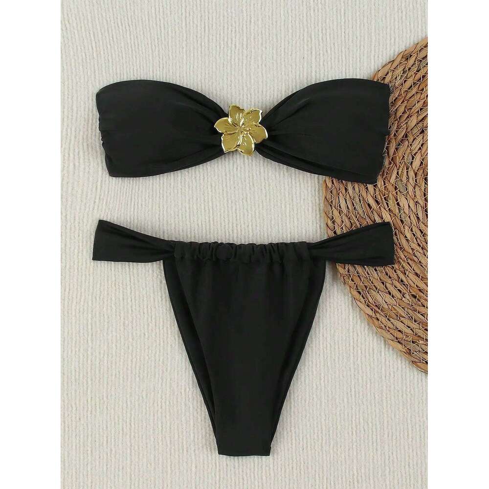 Sexy Cut-Out Set - Trendy Beach Goddesses Stunning Strapless Bikini Top Two-Piece Swimwear for Women C260207