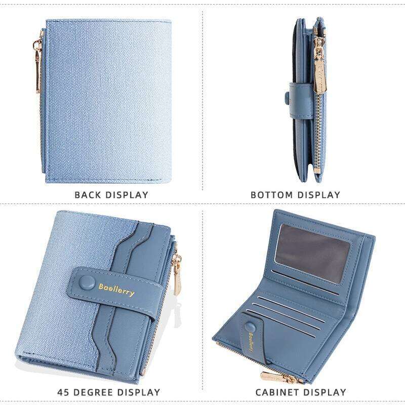 New Women'S Short Wallet, Fashionable Gradient Color Multi-Slot Zipper Coin Purse, Multi-Functional Color-Blocking Card Holder Y260206