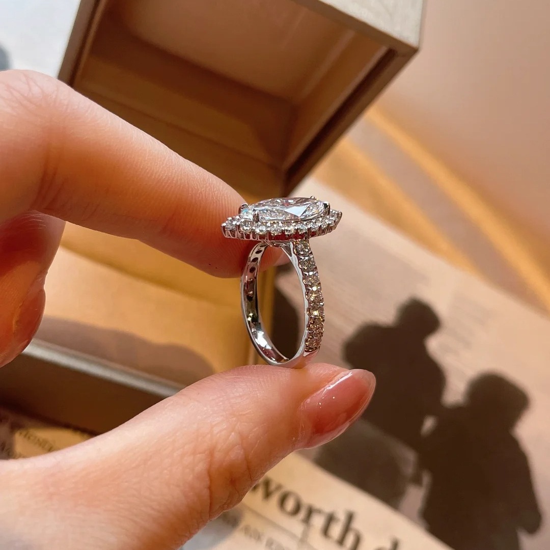Choucong Sparkling Wedding Rings Luxury Jewelry 18k White Gold Fill Marquise Cut White 5A Zircon CZ Diamond Gemstones Elegant Eternity Engagement Band