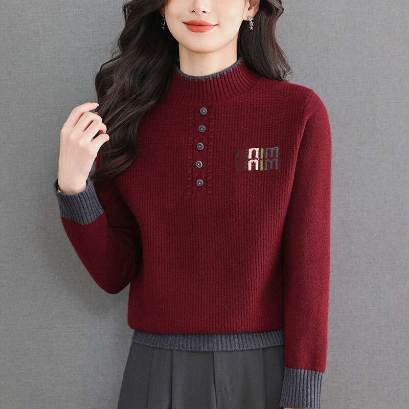 Women's Designer Fashion Winter Tops New Trendy Sweaters Fashionable Stylish Half Turtleneck Base Shirt Slimming