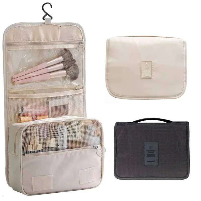 Portable Hook Cosmetic Cases Bathroom Functional Travel Waterproof Wear Resistant Multi Layer Storage Capacity Makeup Bag Y260206
