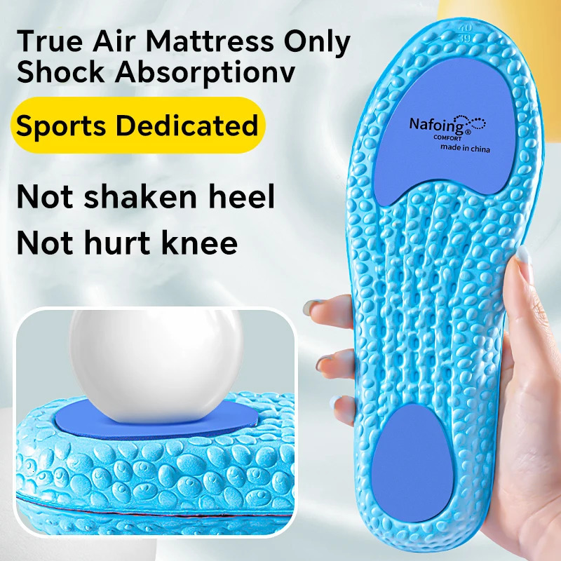 1Pair Sport Insoles for PU Blue Shoes Sole Breathable Arch Support Anti slip shock absorption to Sport Running Traveling Insole 260124