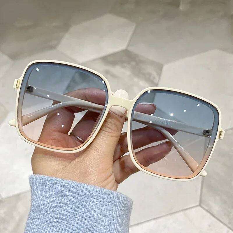 Outdoor Gradient Square Decoration Black Large Frame Transparent Trend Sunglasses 2025 Oversize Fashion Glasses Y260207