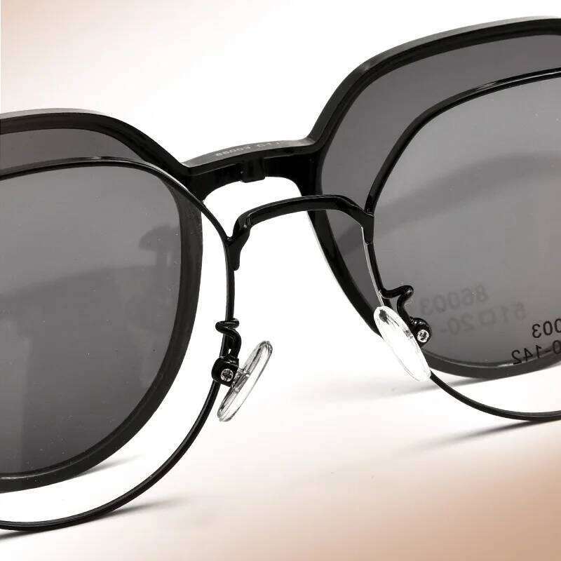 Trendy Polarized Clip On Sunglasses Titanium Alloy Glasses Frame Women Optical Round Sunshades Eyewear Y260207