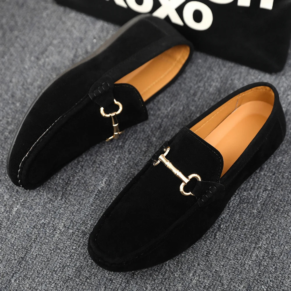 Spring and summer leisure fashion pea shoes suede horse bit buckle lazy comfortable trend black work 260121 - view 7