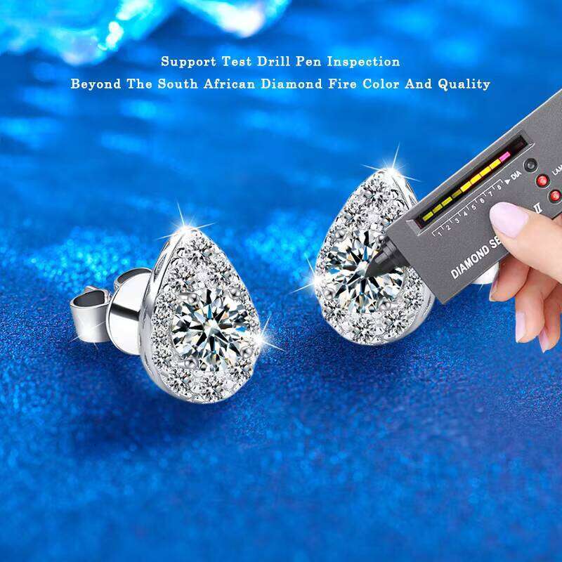Xez040 Timeless Water Drop Shape Moissanite Stud Earrings 0.5Ct Hypoallergenic Sterling Silver Jewelry Gift For Women Girls