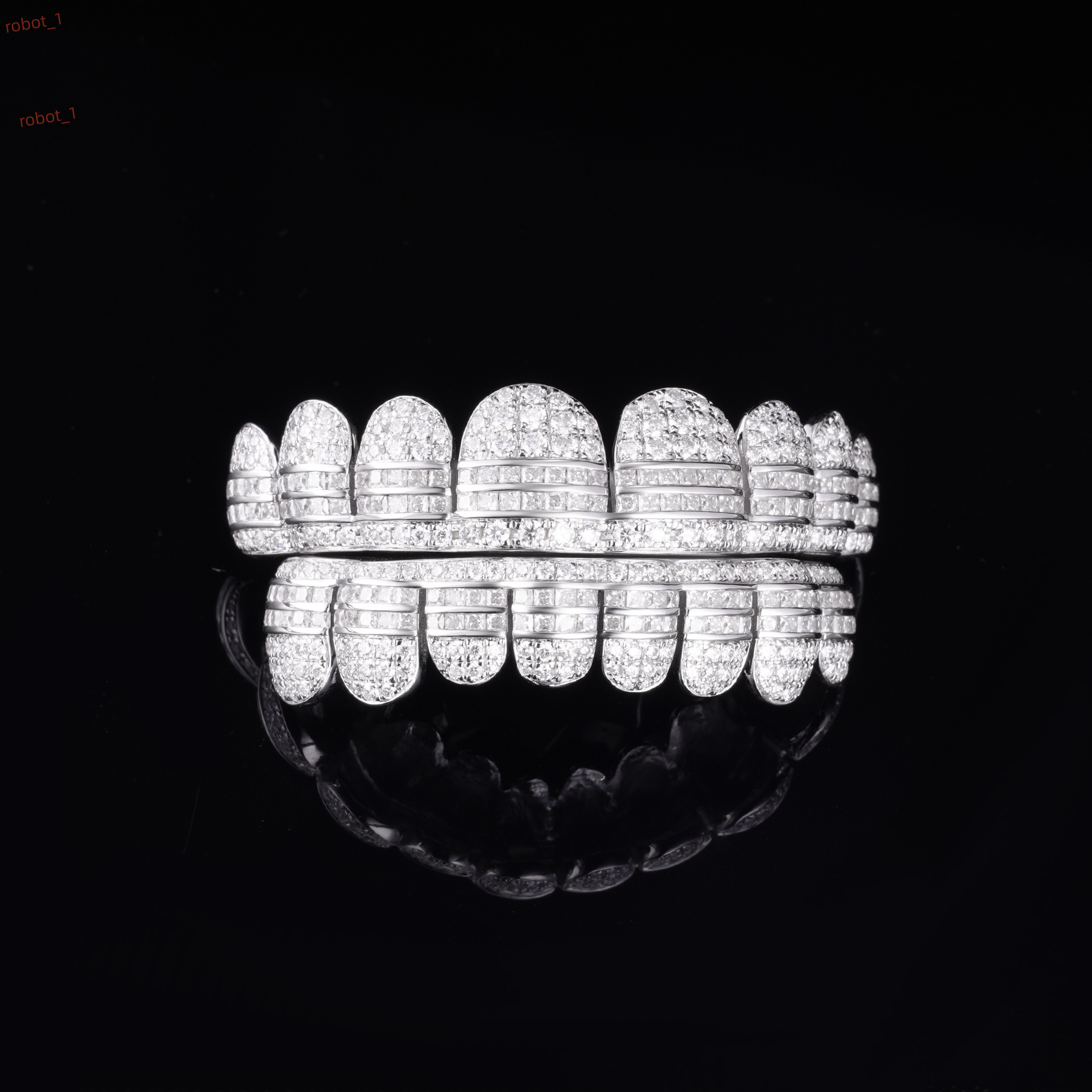Fashion Jewelry Custom Grillz Vvs Moissanite Teeth Grillz With Round Baguette Brilliant Cut Hip Hop Diamond Grillz