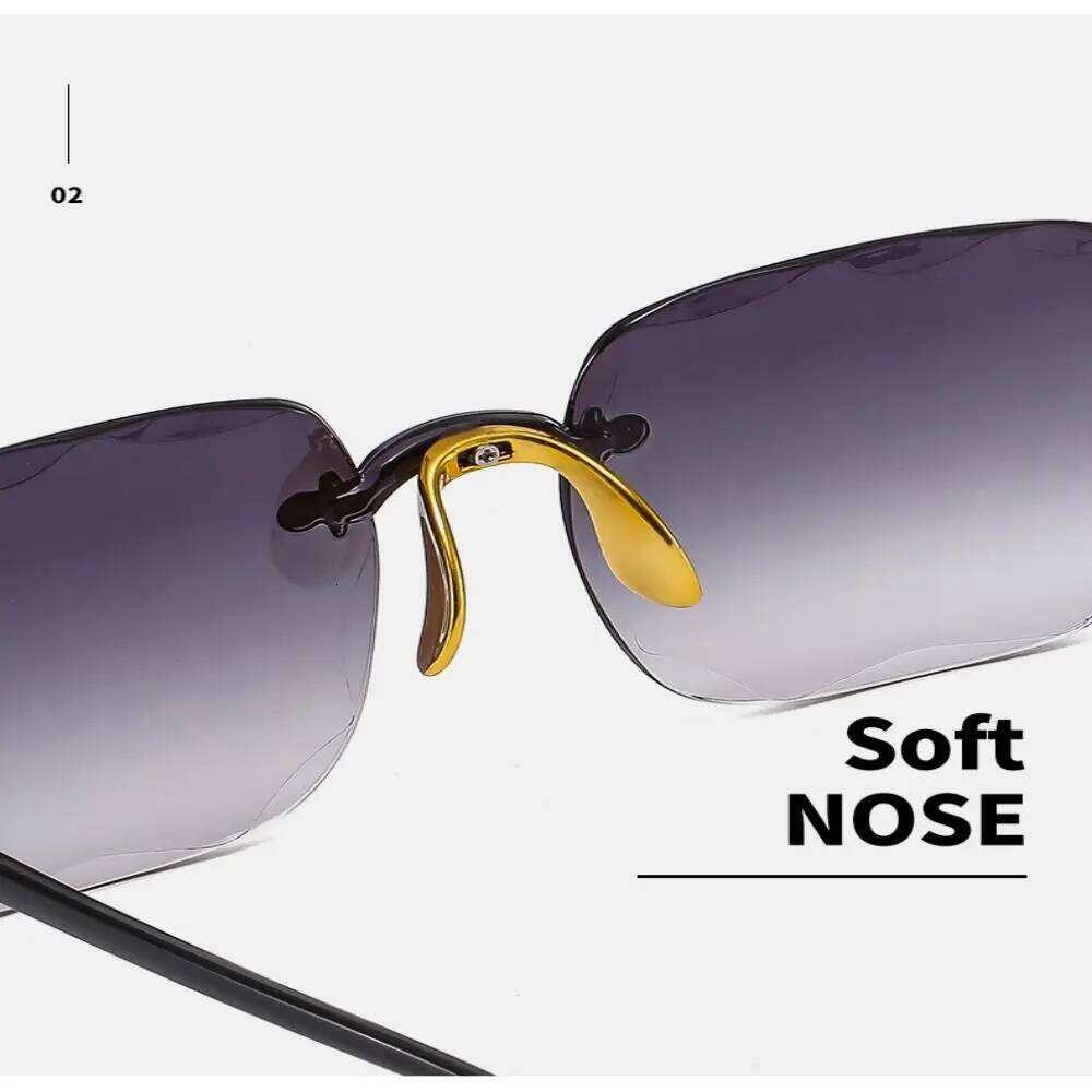 New UV400 Rimless Vintage Women Shades Gradient Sunglasses for Summer Y260207