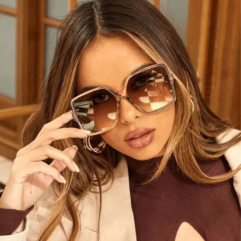 Brand Designer Fashion Oversized Sunglasses Women Plastic Female Big Frame Gradient Sun Glasses UV400 gafas de sol mujer Y260207