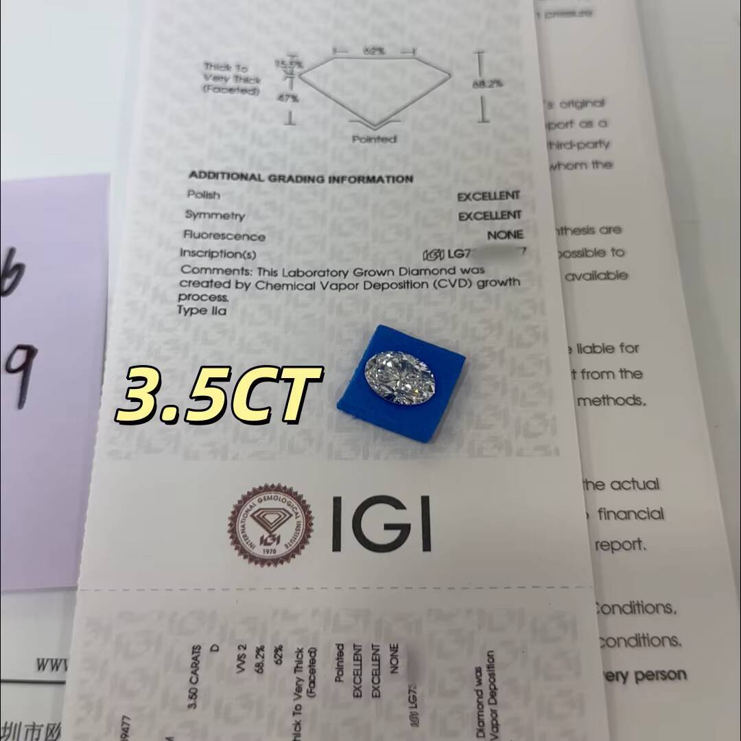 Wholesale IGI Certificate 3CT 4CT 5CT 6CT 10CT Big Size Lab Grown Diamond Loose Diamonds HPHT CVD Lab Grown Diamond