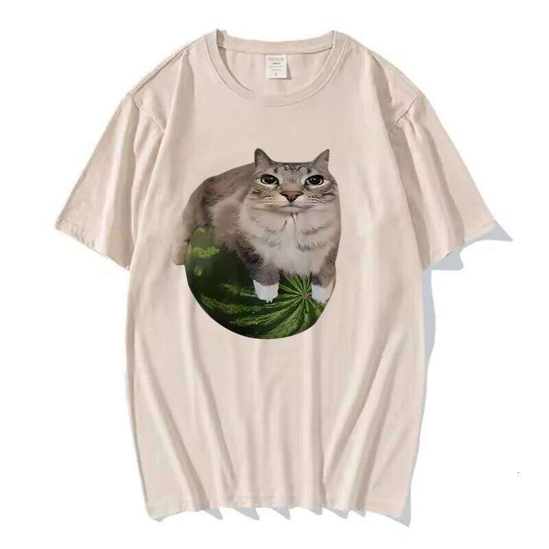 90s Y2k Silly Cat Meme T-Shirt Hilarious Watermelon Print Shirt Is A Stylish Top Tee Women C260207