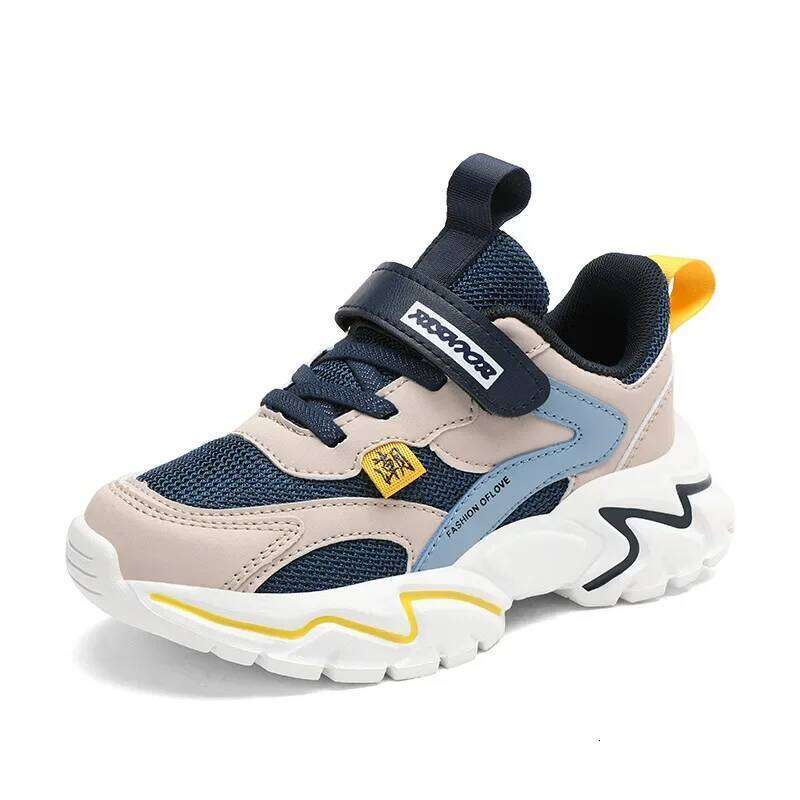 Children Sports Boys Padded for Running Velcro Sneakers with Soft Bottom Kids Casual Girls Leather Shoes H260207