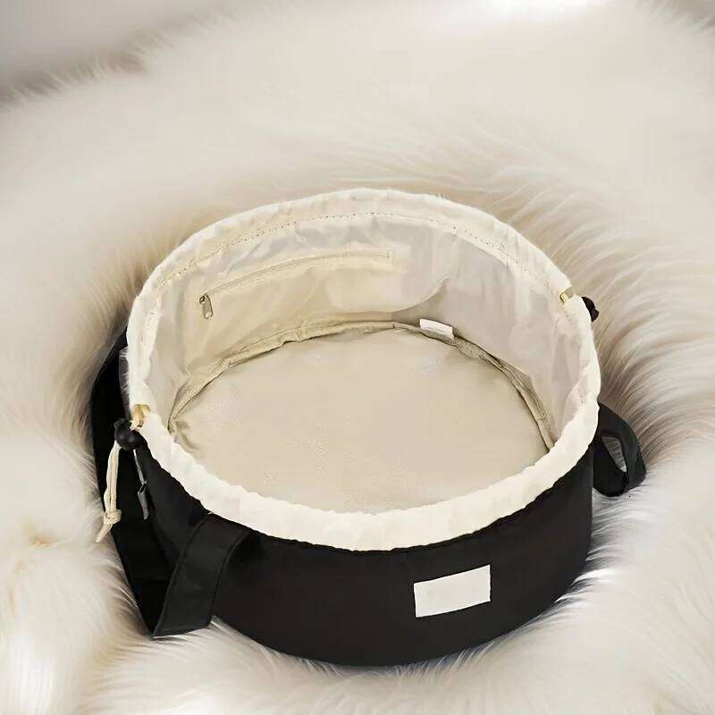 Large Capacity Bucket Cosmetic Bag, Drawstring Makeup Travel Organizer with Adjustable Strap Flip Top Pockets Gift Y260206