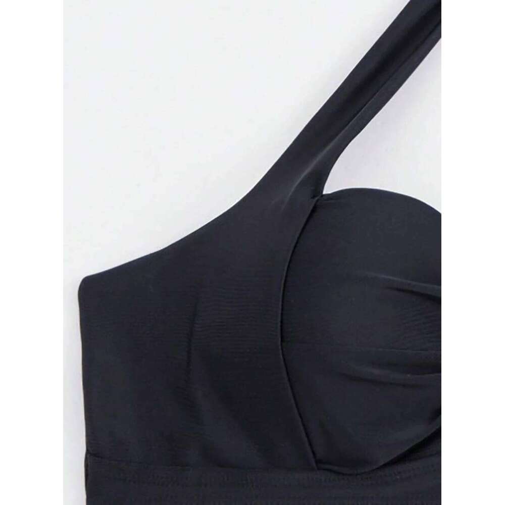 2025 European and American fashion hot selling hard bag gathered women's bikini solid color set, suitable for vacation, festival C260207