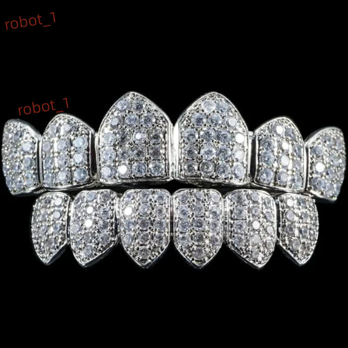 Rap Singers Stylish Mens/womens Fashion Moissanite Accessories - Grill with Gold/silver Finish 6 Top Teeth 6 Bottom Teeth
