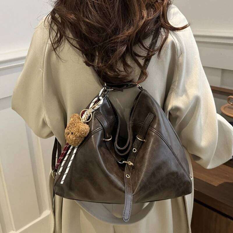 Retro Large Capacity Women's Tote Bag Fashionable Casual Double Shoulder Backpack for Autumn Winter New Arrival Trendy Handbags C260207