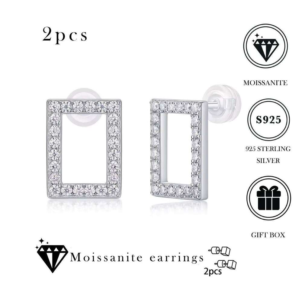 Moissanite Diamond 925 Sterling Silver Earrings Women's Wedding Jewelry