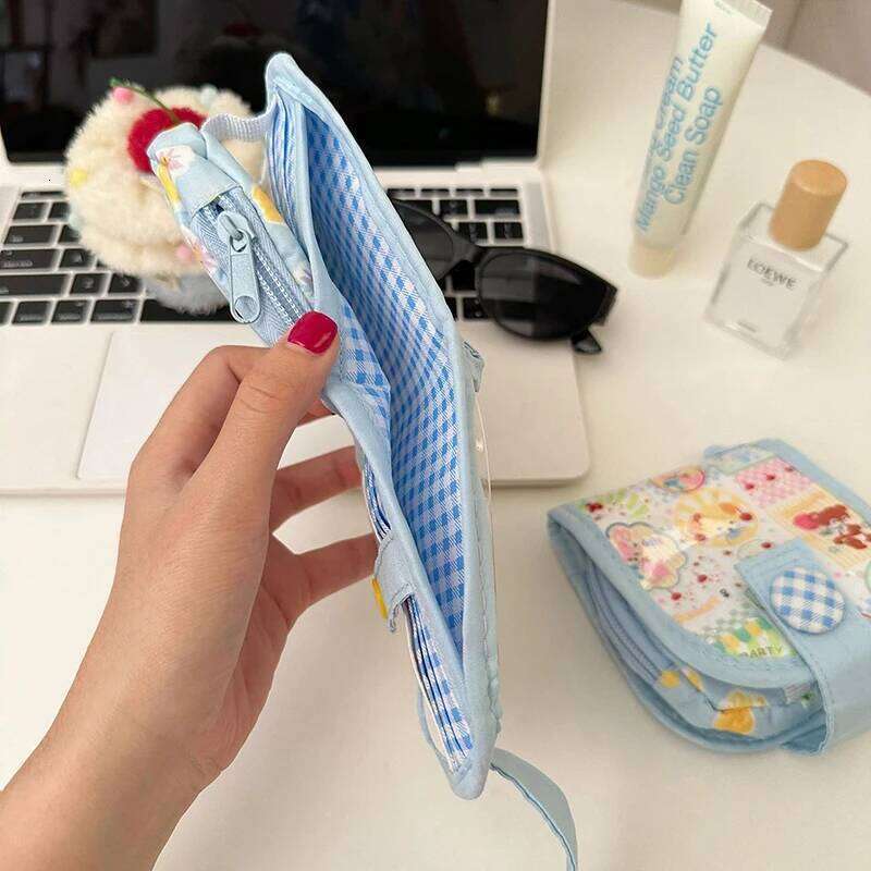 1pc Retro Multi-layer Short Summer Cartoon Photocard Mini Purse Wallet Outdoor Student Coin Bag Y260206