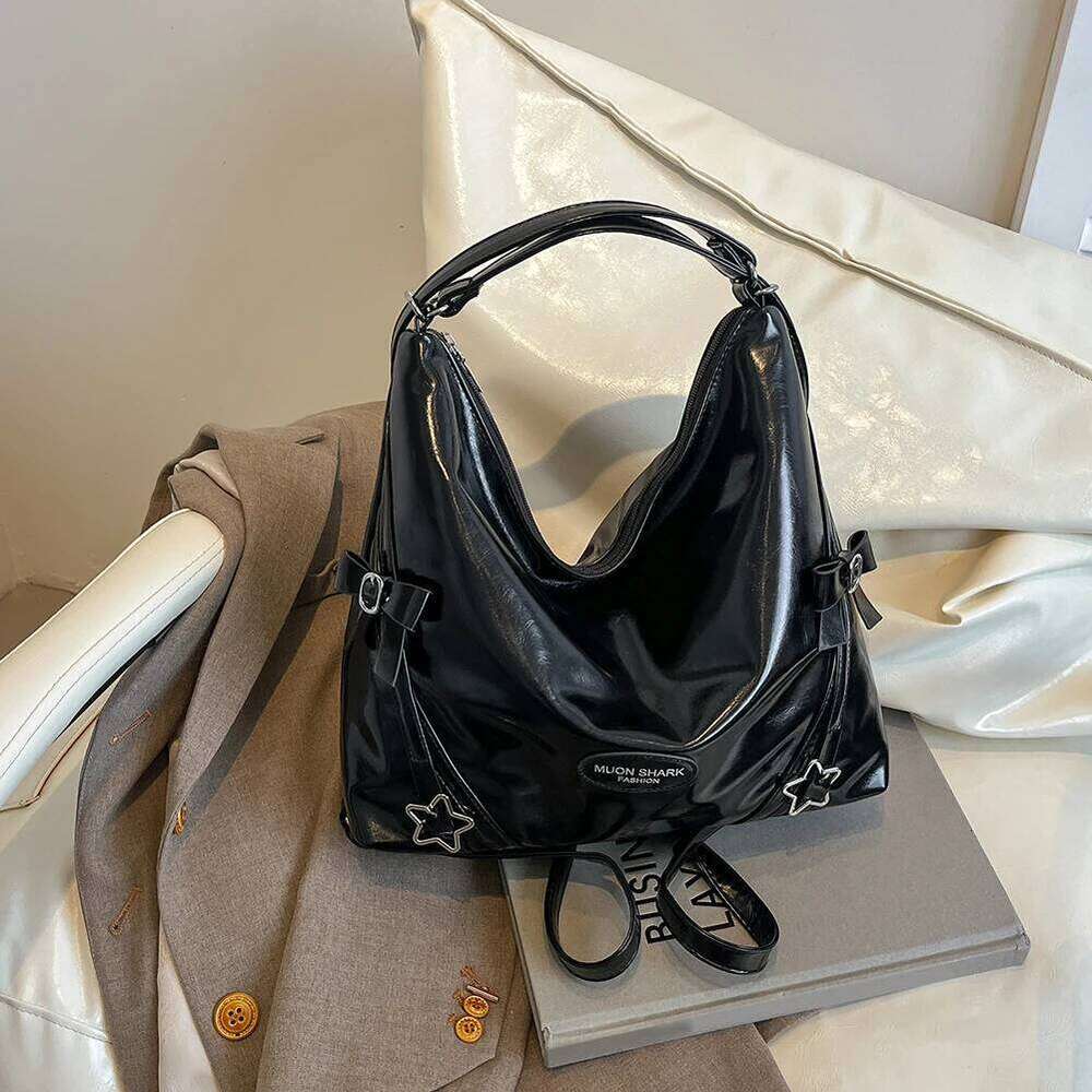 Women Y2k PU Leather All-Match Shoulder Solid Color Versatile Handbag Work Commute School Bag C260207