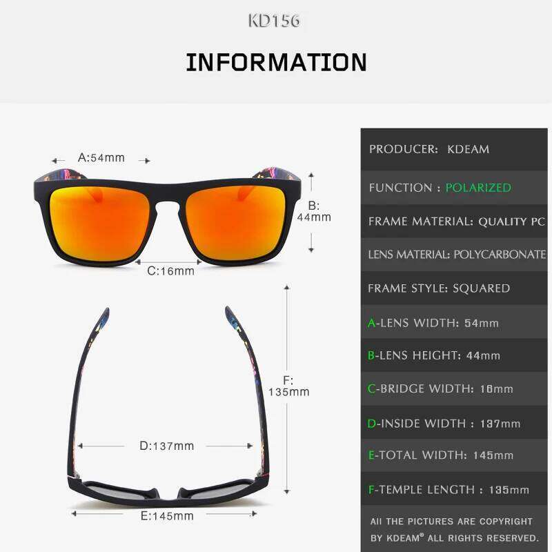 KDEAM New Summer Sunglasses Men Sports Sun Glasses Polarized Women Brand Mirror lens Square UV400 With Case KD156 Y260207
