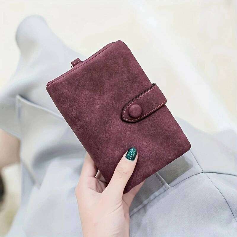 Tri-fold Short Women Wallets with Coin Zipper Pocket Minimalist Frosted Soft Leather Ladies Purses Female Pink Small Wallet Y260206
