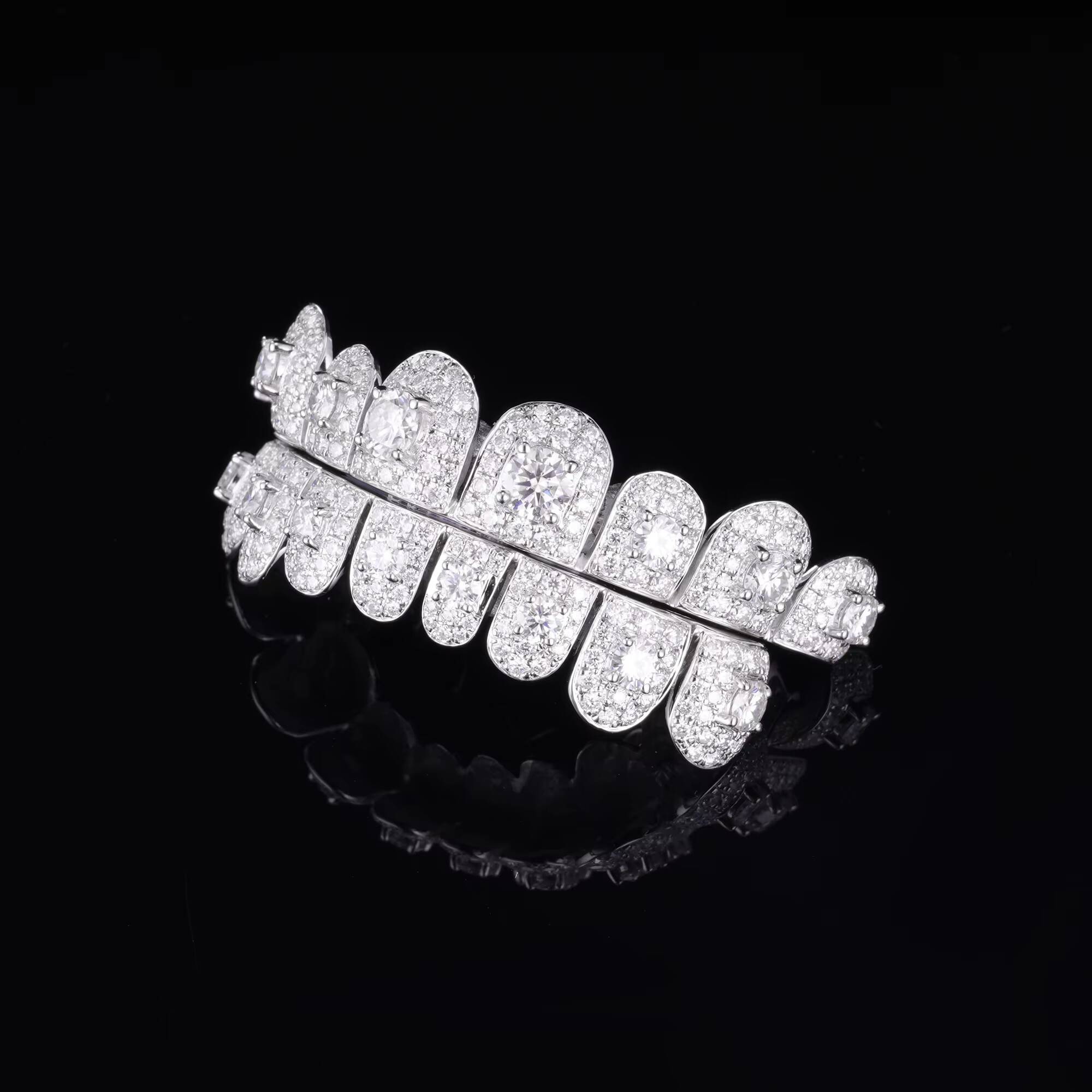 Fashion Jewelry Custom Grillz Vvs Moissanite Teeth Grillz With Round Baguette Brilliant Cut Hip Hop Diamond Grillz