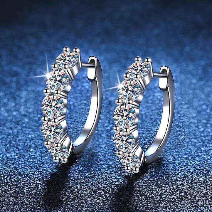 VVS Moissanite Diamond Stud 18K Hip Hop Luxury 925 Silver Hoop Earrings For Women IGI Certified 14K White Gold Earring