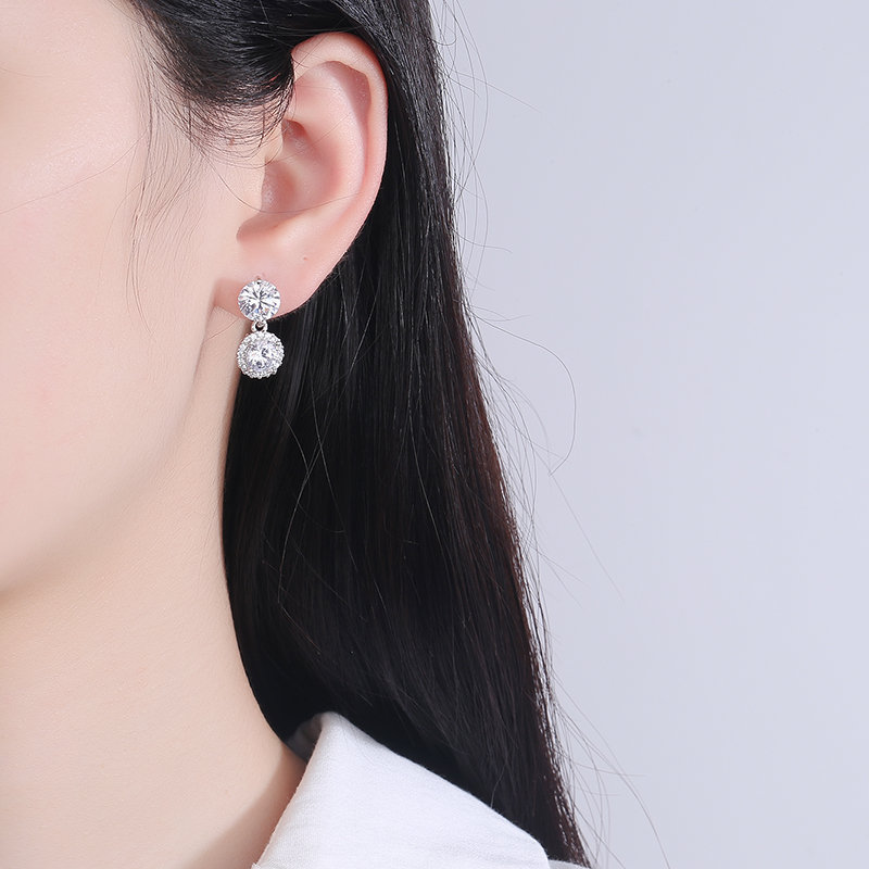 Choucong Sparkling Dangle Earrings Luxury Jewelry 925 Sterling Silver Round Cut Princess Lab Moissanite Diamond Gemstones Party Elegant Lady Drop Earr