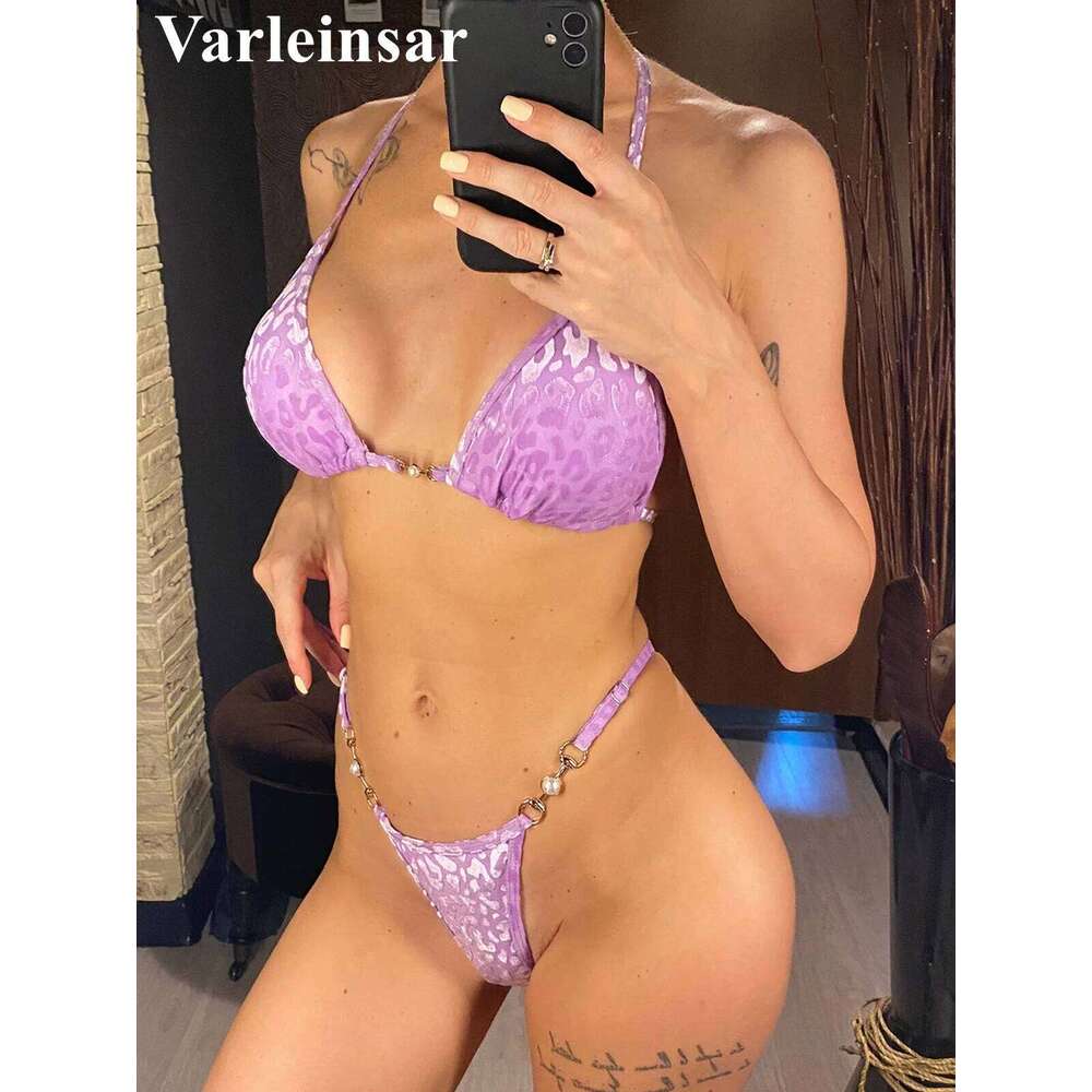 S - XL Sexy Mini Micro Thong Leopard Female Swimsuit Women Swimwear Two-piece Bikini set Bather Bathing Suit Swim V5207P C260207