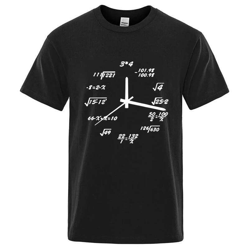 Men's 100%Cotton Casual Funny Math Clock Print Summer Loose O-neck T Shirt for Men Short Sleeve Cool T-shirt Male Tshirt C260207